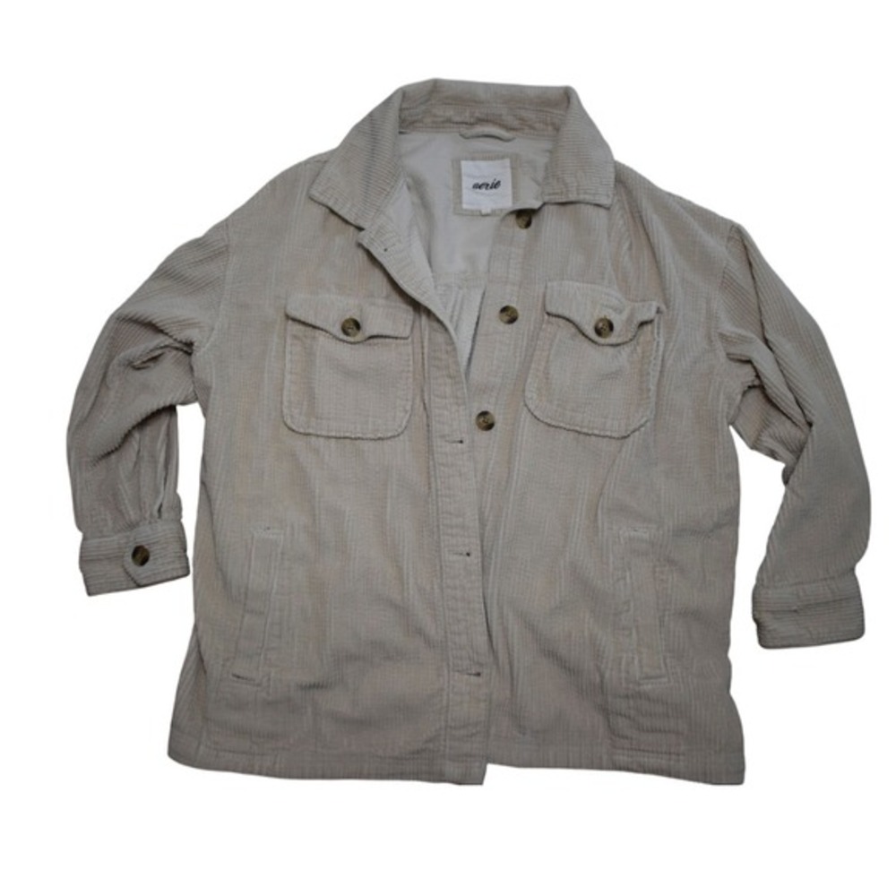 Aerie Corduroy Button Down Shirt Jacket Beige Large L Womens‎